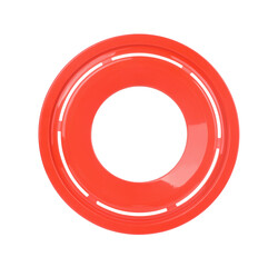 Top view of Red plastic flying disk