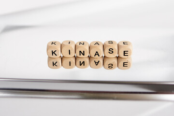 Word kinase made by wooden cubes