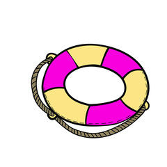 Lifebuoy icon. Element of travel illustration.Color doodle lifebuoy. Signs and symbols can be used for web, logo, mobile app, UI, UX. Vector illustration