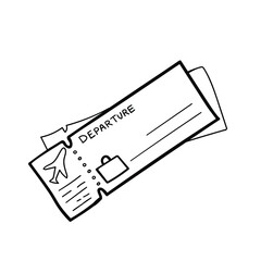 Plane tickets doodle style on the white background. Vector illustration