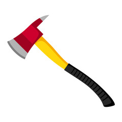Illustration of fire ax. Firefighting item. Adversting icon for industry and business.