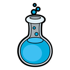 Illustration of test tube. School education icon for industry and business.