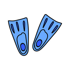 Flippers swim. Flippers doodle symbol design icon. Vector illustration
