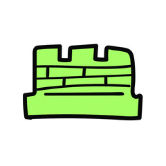 Outline style plastic sand molds in the shape of building block. Toy for playing in the sandbox. White background, vector. Vector illustration