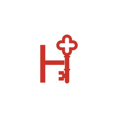 Letter H logo icon with key icon design symbol template
