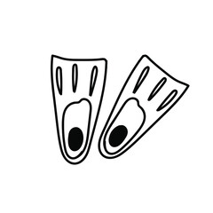 Flippers swim. Flippers doodle symbol design icon. Vector illustration