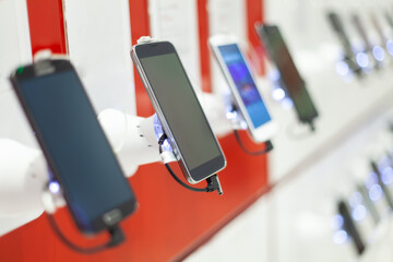new mobile phones in showroom