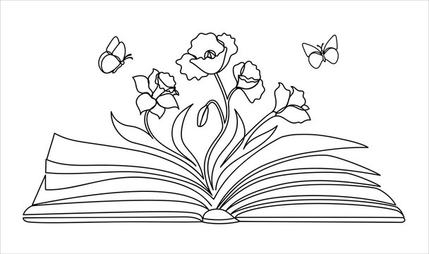 Wildflower in a hand drawn line art style. 