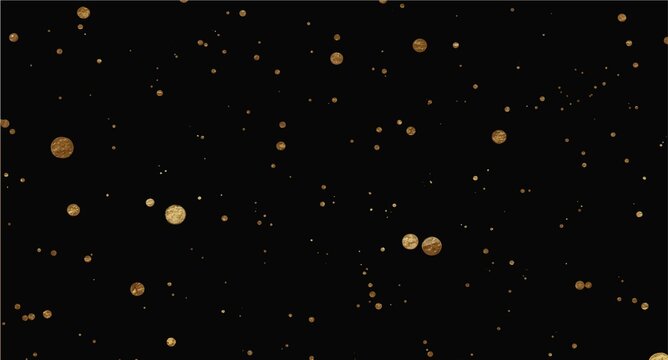 Abstract background with golden shiny dots. Luxury holiday confetty. Glamour black and gold pattern.