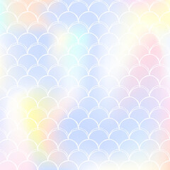 Holographic scale background with gradient mermaid.