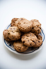 chocolate chip cookies on plate 