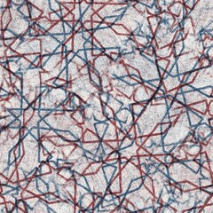 Seamless abstract geometric pattern in flat red blue black white. High quality illustration. Abstract design of red and blue overlaid to form a modern attractive abstract seamless surface design.