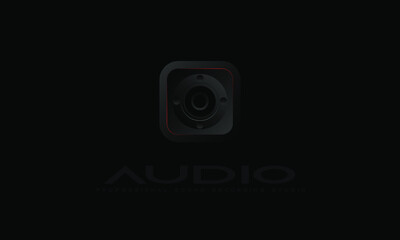 Black Gradient Audio device Volume control buttons on panels Graphic Equilizer Element EQ with speaker symbols with Black Background.
