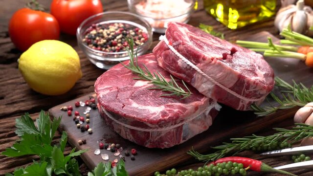 Fresh raw beef meat on a cutting board