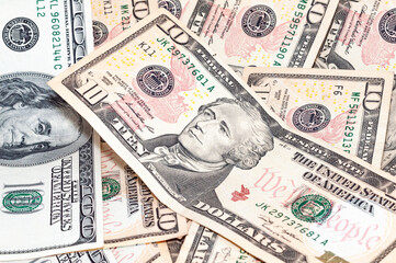 Wealth from cash, dollars for economy and business, reliable financial investments currency, background from paper money