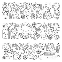 Creativity and imagination. Vector illustration. Children education.