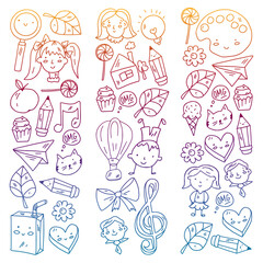 Creativity and imagination. Vector illustration. Children education.