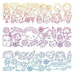 Fototapeta premium Creativity and imagination. Vector illustration. Children education.