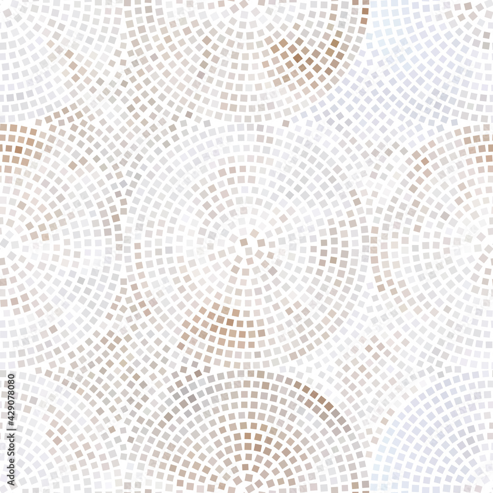 Poster abstract seamless pattern with circles of mosaic.