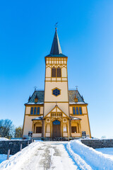 Fototapeta na wymiar Kirche auf den Lofoten, Norwegen