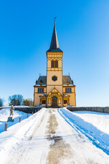 Fototapeta na wymiar Kirche auf den Lofoten, Norwegen