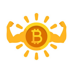 Bitcoin cryptocurrency prices rise vector sign