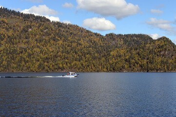 Autumn on Lake Teletskoye. Altai Republic. Western Siberia. Russia