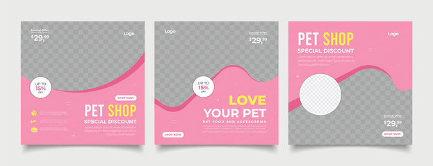 Pet shop banner for social media instagram post template