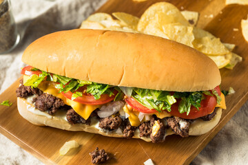 Homemade Chopped Cheese Beef Sandwich