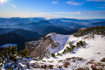 landscape with snow and mountains