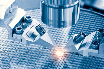 automatic machinery for soldering electronic components. soldering iron tips of robotic system for...