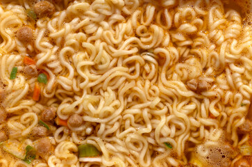 Instant noodles close-up. Texture and background