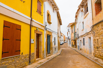 Fototapeta na wymiar Atzeneta del Maestrat, Castellon province, Valencian Community, Spain. Beautiful historic street. Traditional and typical spanish village.