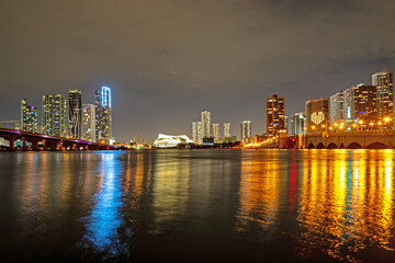 Fototapeta na wymiar Miami night. Miami, Florida, USA downtown skyline.