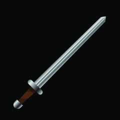 viking or celtic sword, black background, vector illustration 