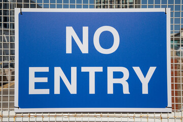 Blue and White No Entry Sign 