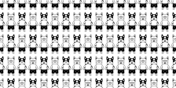 dog seamless pattern french bulldog vector cartoon character scarf isolated tile wallpaper repeat background gift wrap paper illustration design