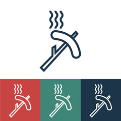 Linear vector icon with sausage on stick