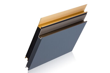 Furniture fronts with handles. Isolated. Close-up. Furniture manufacturing.