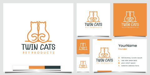 twin cat logo cute version , business card template © dhulpikir