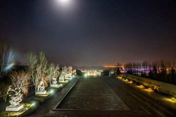 Moony night on Mamaev Kurgan. Volgograd, Russia.