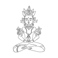 Vector illustration of Buddha, meditation and yoga