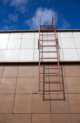 stairs leading to the roof of the tiled building