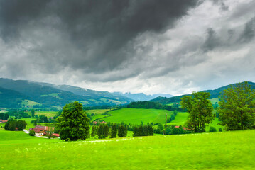 landscape with field and blue sky