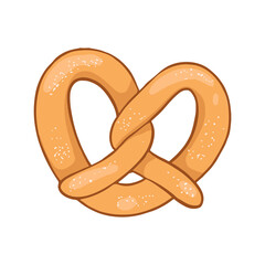 Colorful cartoon pretzel with salt. Isolated on a white background. For fast food menus