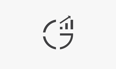 Graph growth G letter logo design concept. isolated on white background.