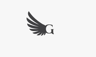 wing letter G logo design concept. isolated on white background.
