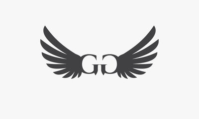 wing GG logo wings concept. isolated on white background.