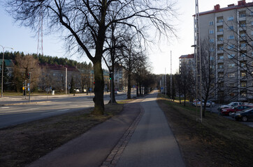 street in the city in spring