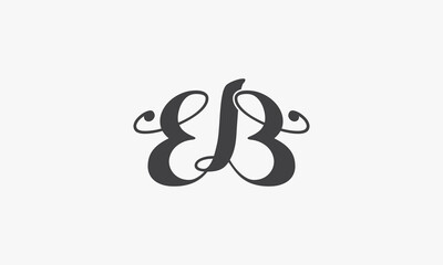 script letter EB logo isolated on wite background.